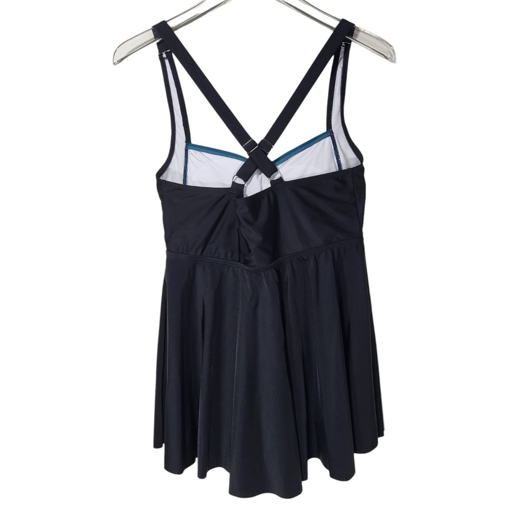 NEW BloomChic Two Toned Twist Front Adjustable Straps Tankini Top in Teal Black - Picture 4 of 7